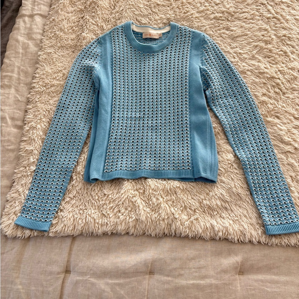 Tory Burch Blue Crew Neck Sweater